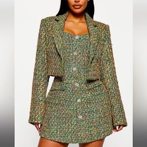 Fashion Nova Tanya Tweed Mini Dress w/ Cropped Jacket *BRAND NEW*